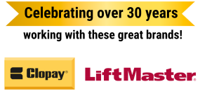 Clopay and Liftmaster logos