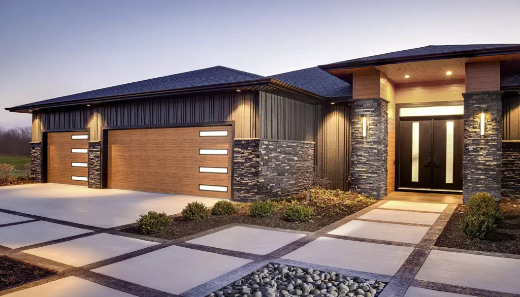Modern steel garage door